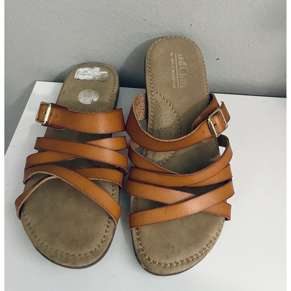 Cliffs By White Mountain‎ Brown Criss Cross Sandals Size 7.5